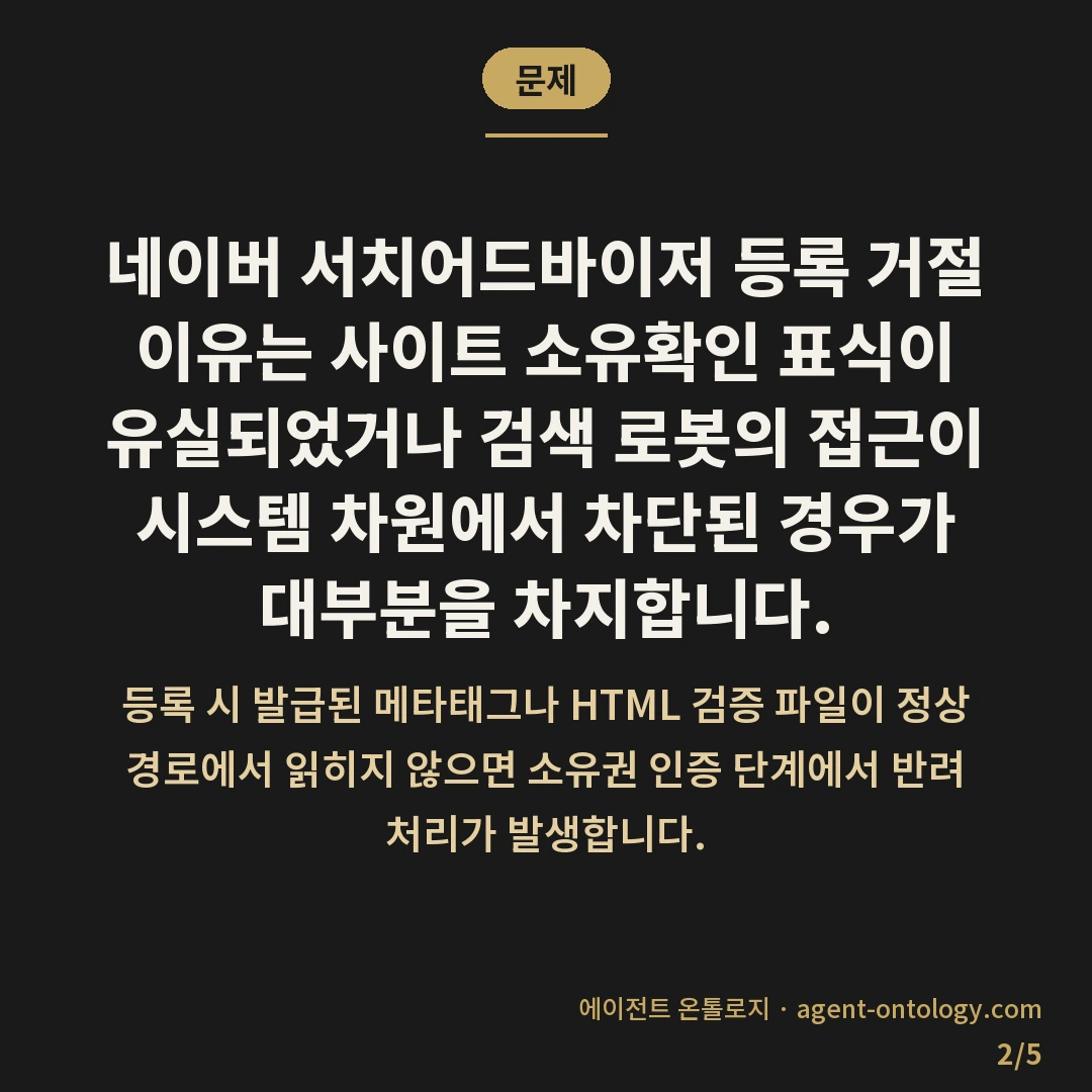 네이버 서치어드바이저 등록 거절 이유가 되는 조건 — 문제: 네이버