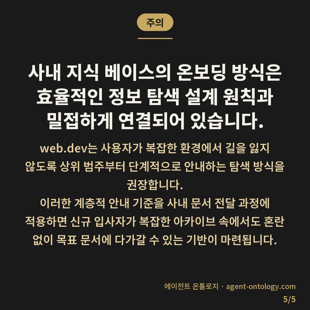 신규 입사자 문서 안내 순서 가이드 — 주의: 사내 지식 베이스의 온보딩 방식은
