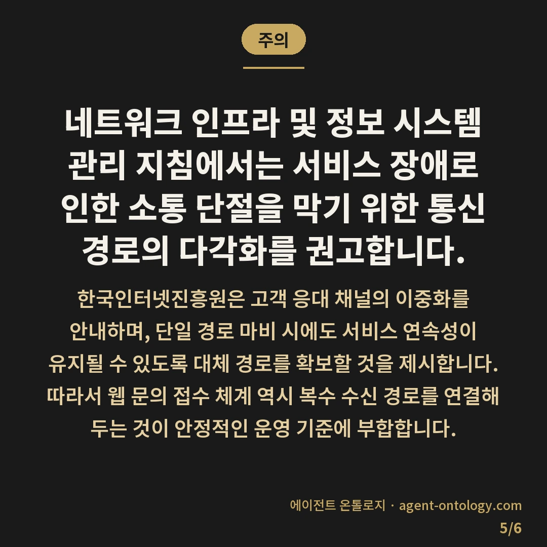 홈페이지 문의 놓치지 않는 대응법 — 주의: 네트워크 인프라 및 정보 시스템