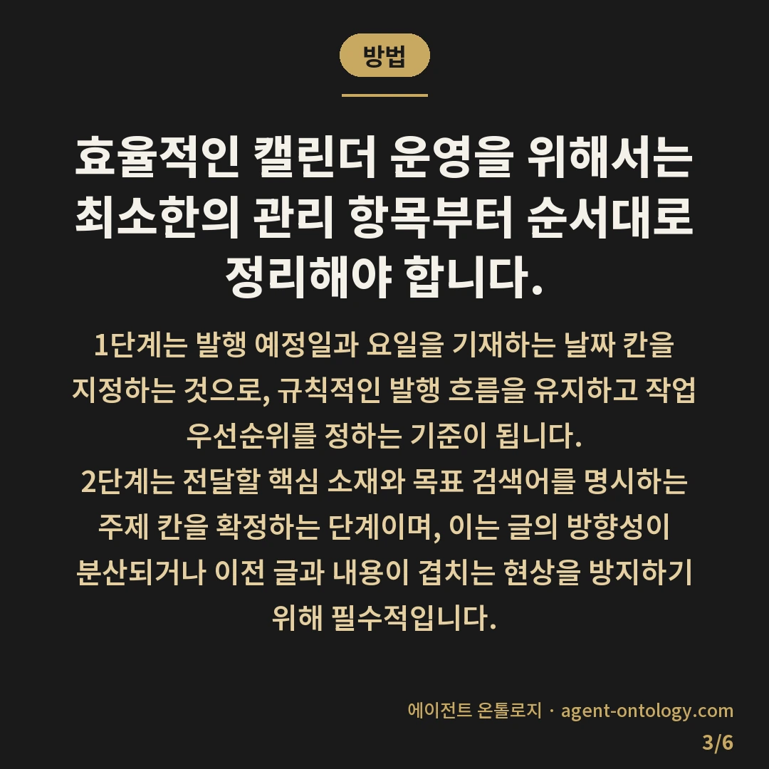 발행 캘린더 만드는 점검법 — 방법: 효율적인 캘린더 운영을 위해서는 최소한의