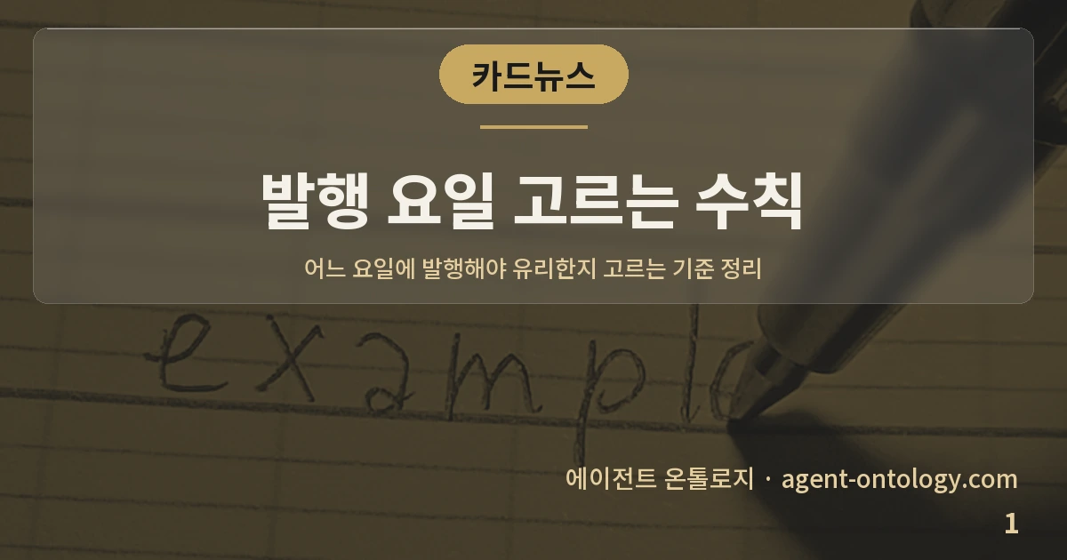 발행 요일 고르는 수칙 — 표지: 어느 요일에 발행해야 유리한지 고르는 기준 정리