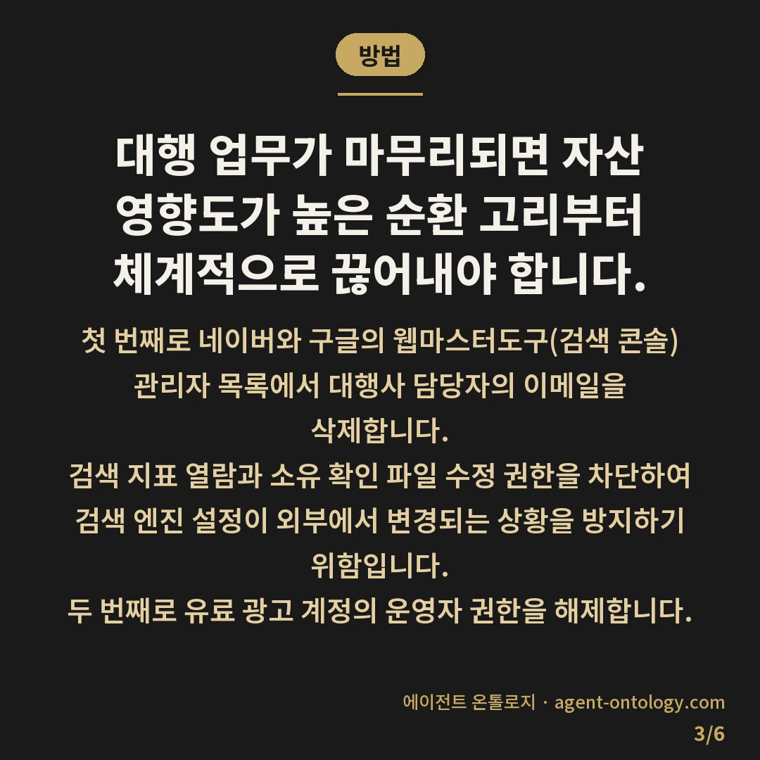 계정 접근 권한 회수하는 방법 최종 점검표 — 방법: 대행 업무가 마무리되면