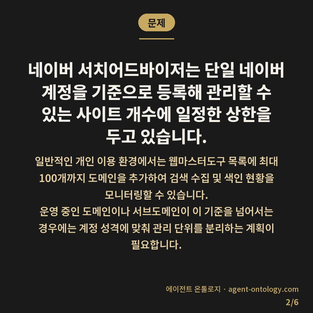 서치어드바이저 사이트 몇 개까지 가능 등록 범위 — 문제: 네이버