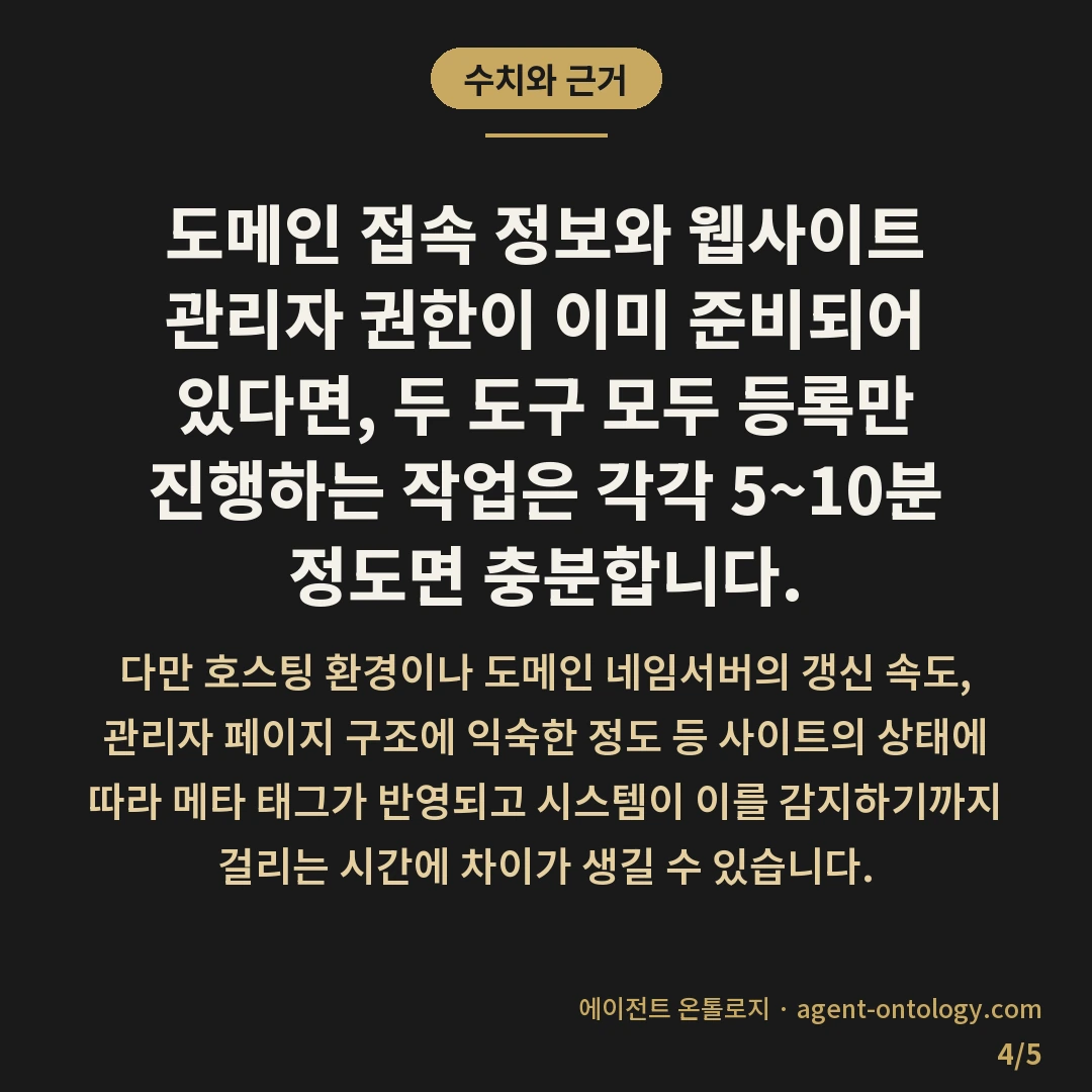 서치어드바이저 웹마스터도구 등록 순서로 보는 준비물 — 수치와 근거: 도메인