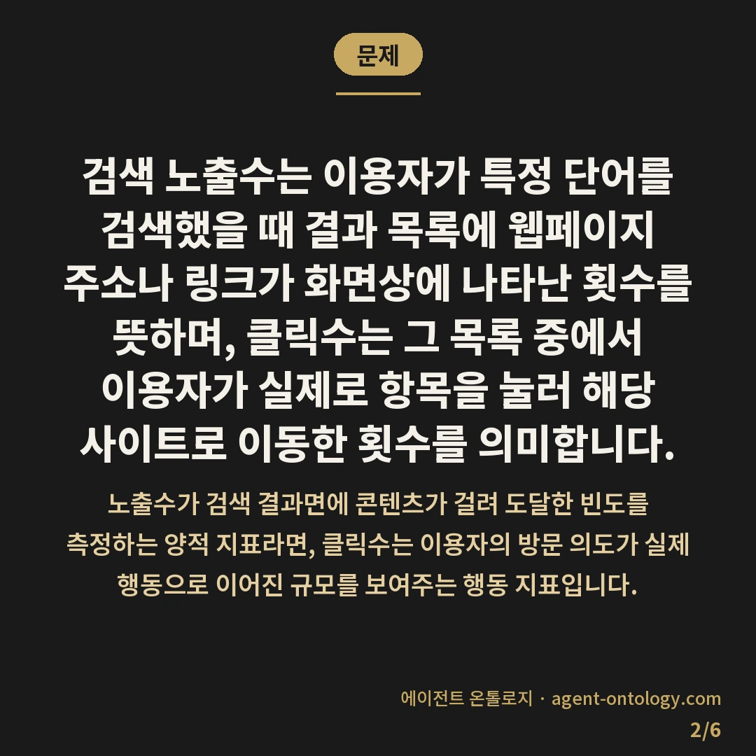검색 노출수 클릭수 차이 뜻 정리 — 문제: 검색 노출수는 이용자가 특정 단어를