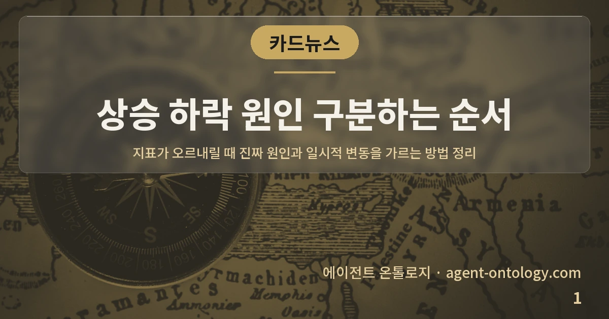 상승 하락 원인 구분하는 순서 — 표지: 지표가 오르내릴 때 진짜 원인과 일시적 변동을 가르는 방법 정리