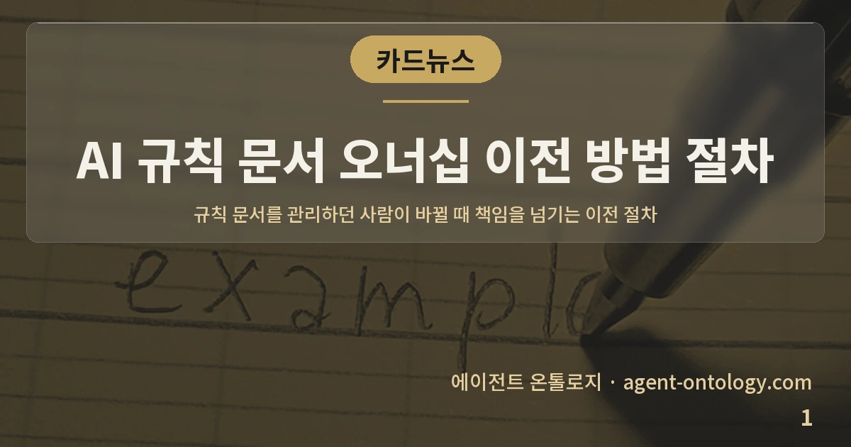 AI 규칙 문서 오너십 이전 방법 절차 — 표지: 규칙 문서를 관리하던 사람이