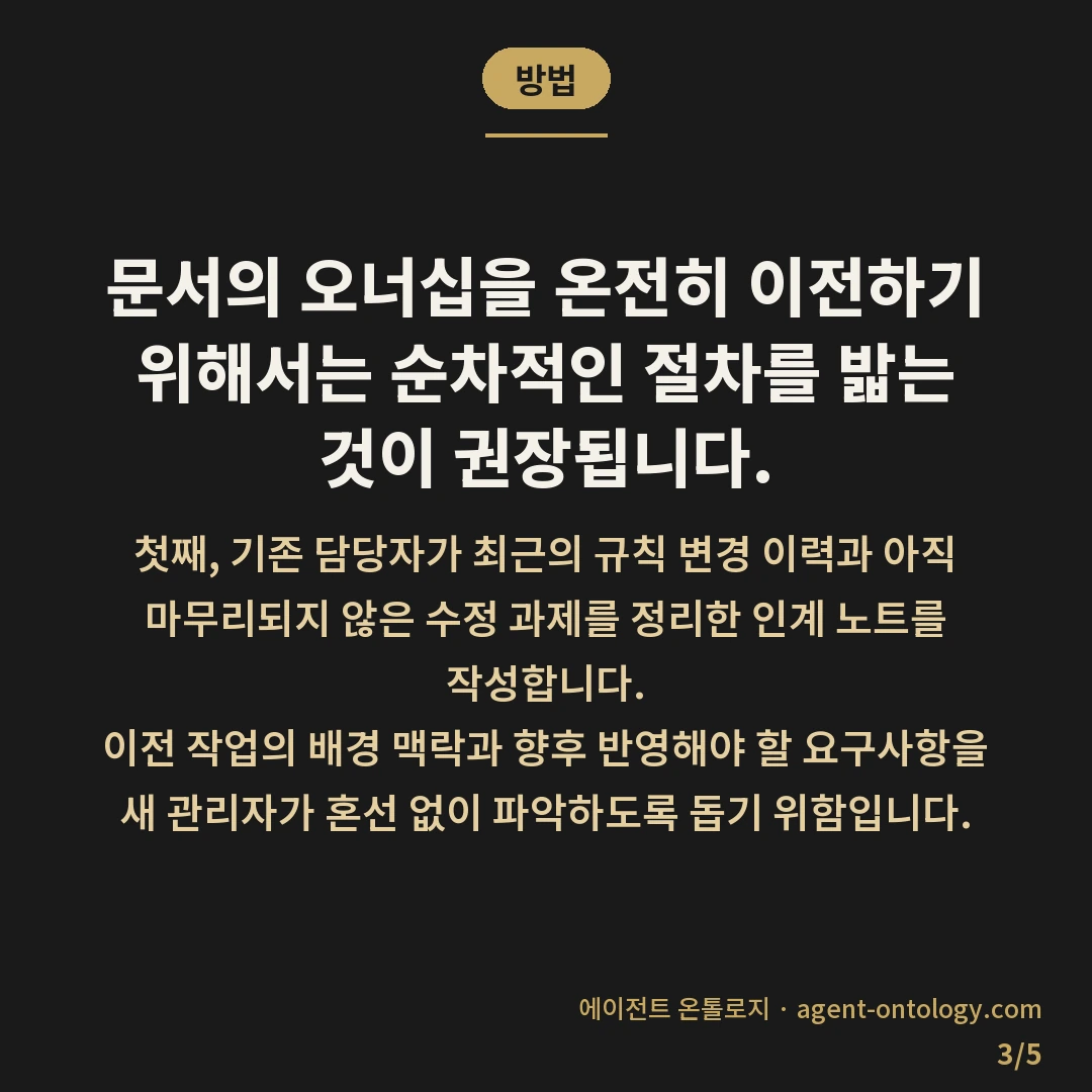 AI 규칙 문서 오너십 이전 방법 절차 — 방법: 문서의 오너십을 온전히