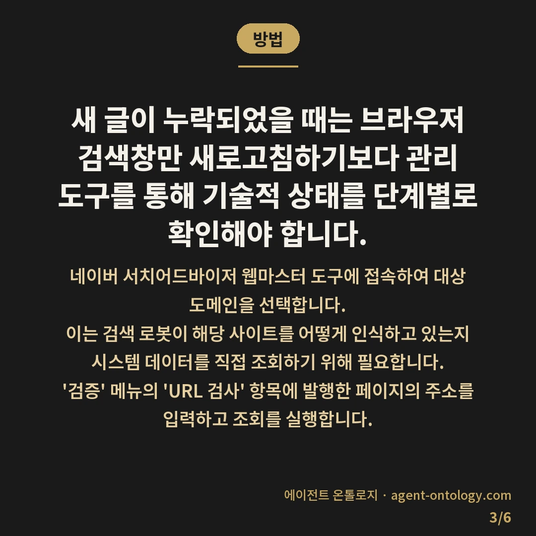 네이버 검색에 노출되지 않는 원인 — 방법: 새 글이 누락되었을 때는 브라우저