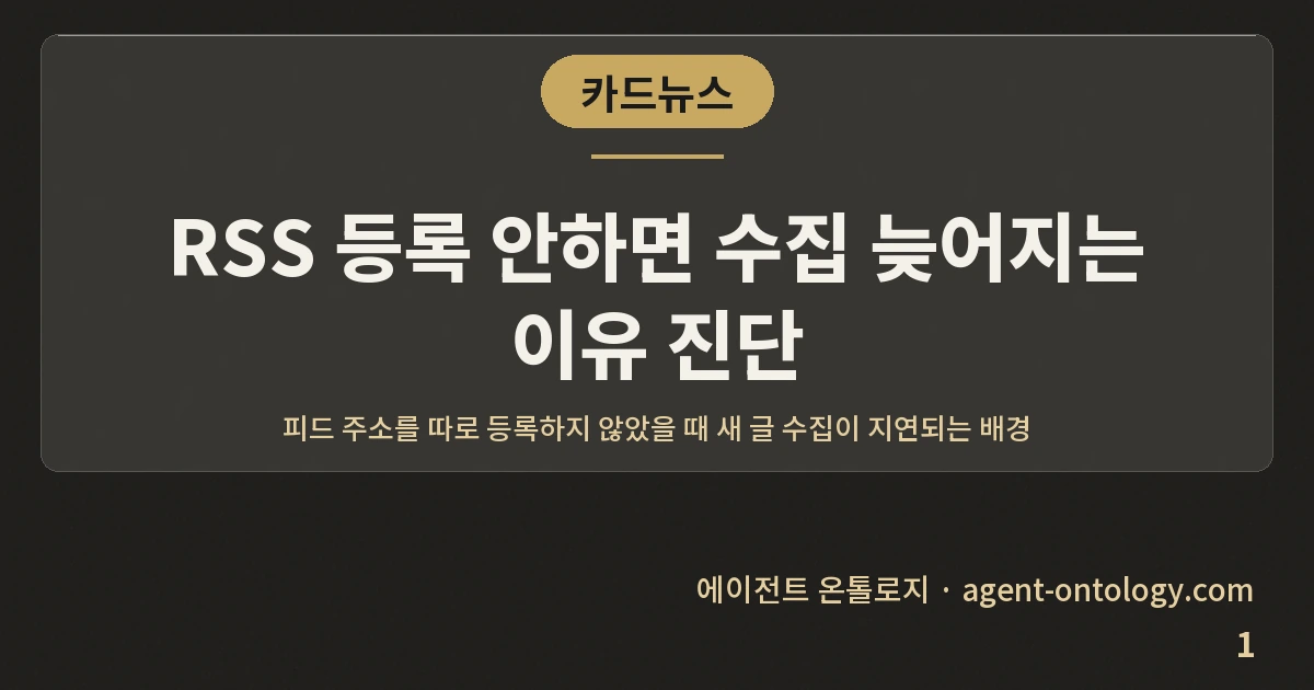 RSS 등록 안하면 수집 늦어지는 이유 진단 — 표지: 피드 주소를 따로